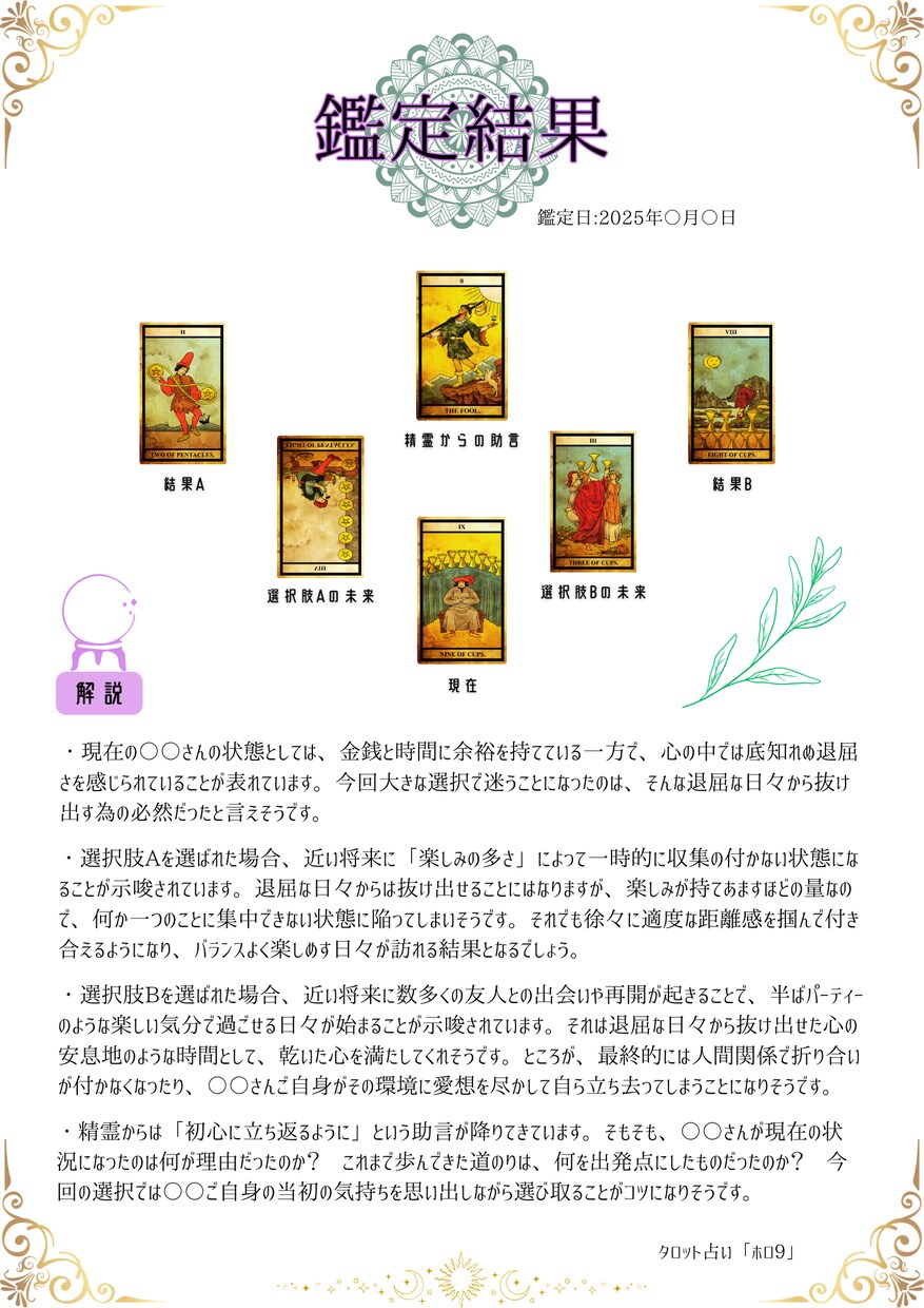 二者択一タロットで分岐の先にある未来を占います タロットの神秘が映し出す、それぞれの選択、それぞれの未来… イメージ2