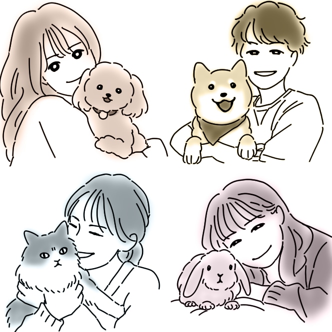 ペットとのツーショットでアイコン描きます LINEやSNSのアイコンに◎シンプルで使いやすいイラスト！ イメージ3