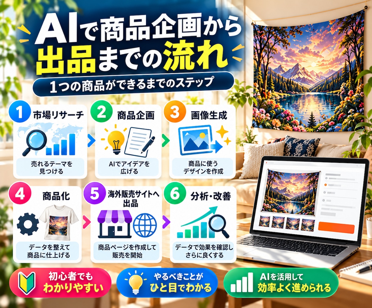 AIタペストリーを海外無在庫販売する方法を教えます 在庫ゼロ・発送作業なしで始める海外販売ビジネスの完全実践教材 イメージ7