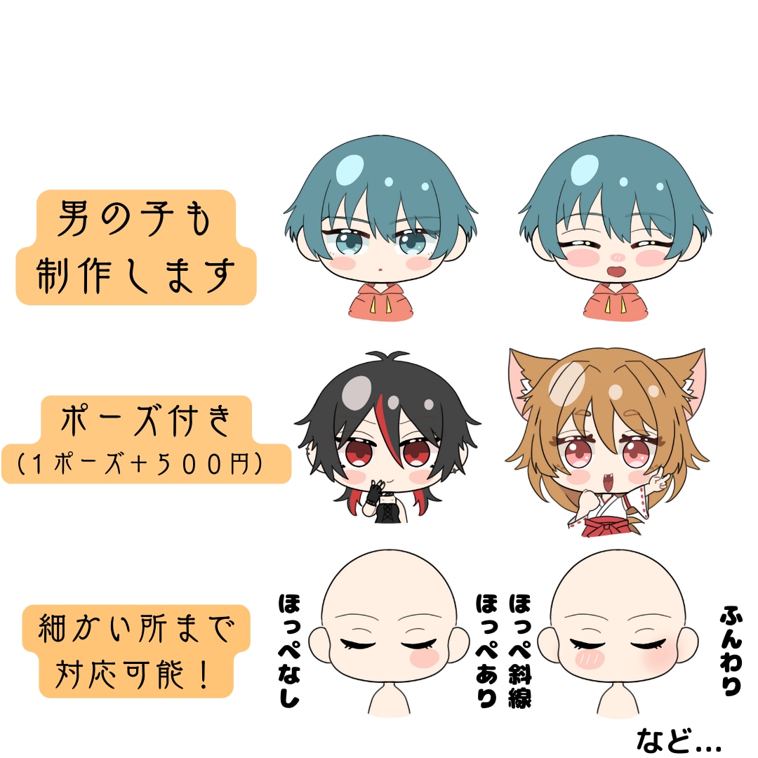 表情差分４セット付！ミニキャラバストアップ描きます アイコン、切り抜き、サムネ制作などにも！ イメージ4