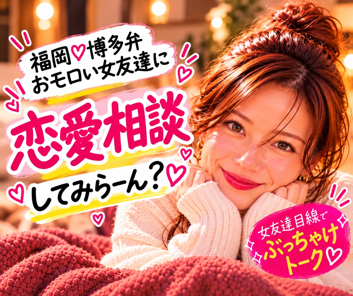 男心・女心の本音代弁♡博多弁で恋愛相談しちゃいます 【女友達目線でぶっちゃけ】相手の本音を暴いて次の一手へGO！ イメージ1