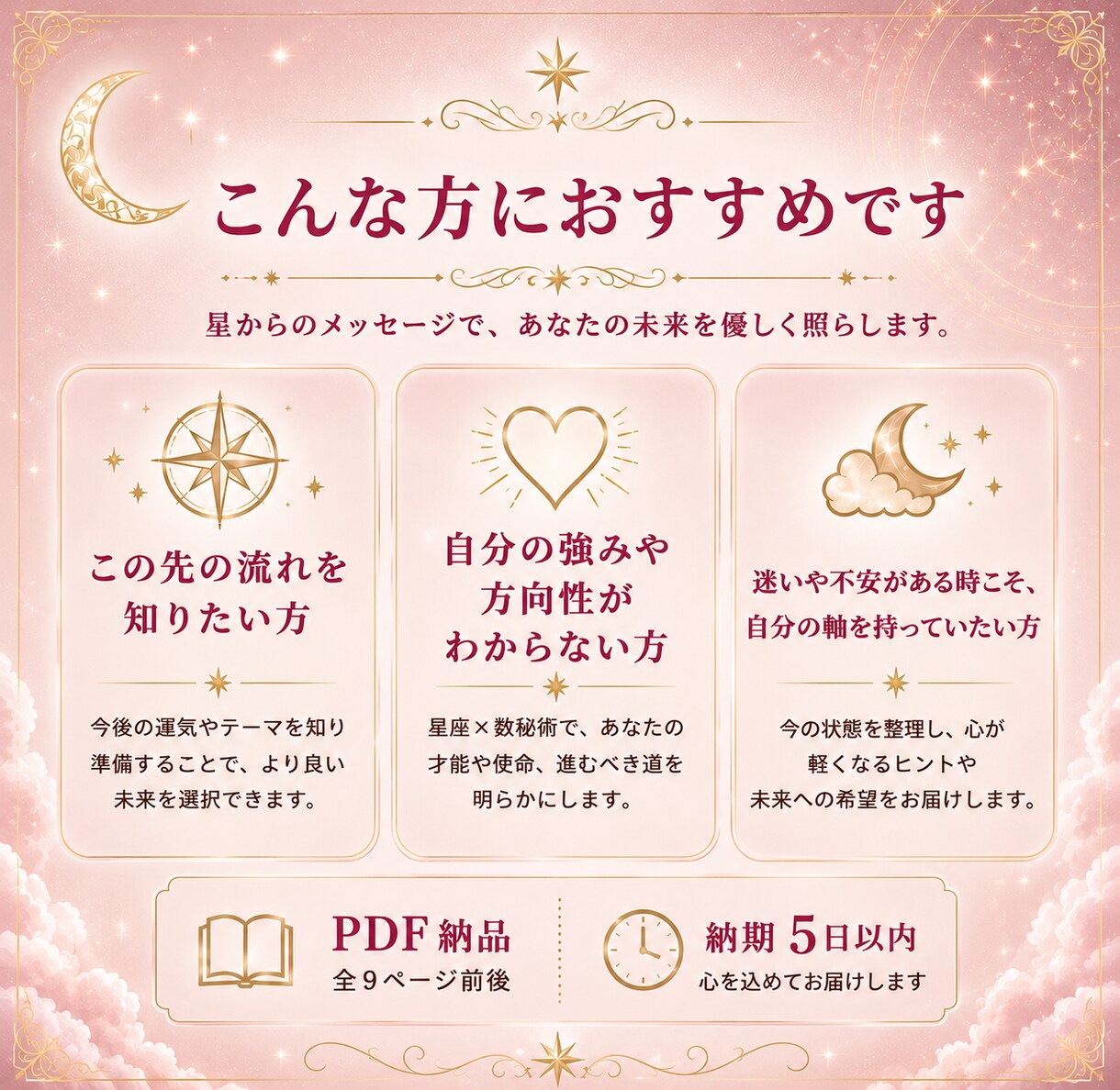 星座×数秘術で読むあなただけの鑑定書をお届けします 何度でも読み返せる、あなただけの星の教科書 イメージ3