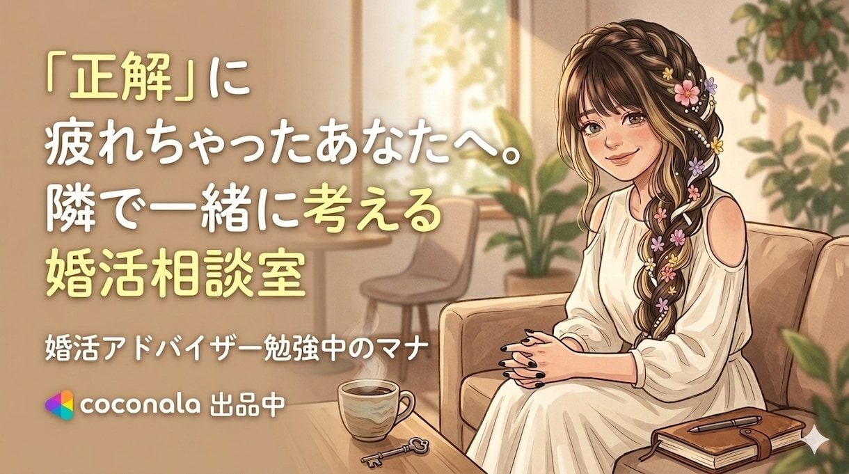 婚活疲れに寄り添い、悩みの理由を一緒に考えます 正解を教える先生ではなく、隣で一緒に悩みを紐解く伴走者です イメージ1