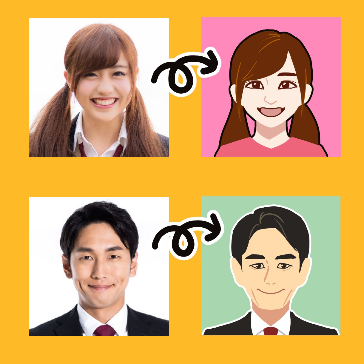 SNS、名刺、LINEなどの似顔絵アイコン描きます シンプルな絵柄でどんなシーンでも使いやすいです イメージ3