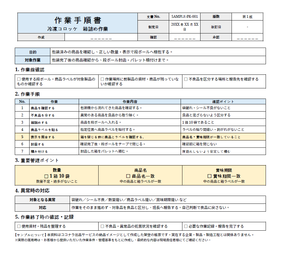 食品工場の作業手順書・マニュアルを作成します 食品工場の現場経験を活かし、伝わる手順書を作成します イメージ2