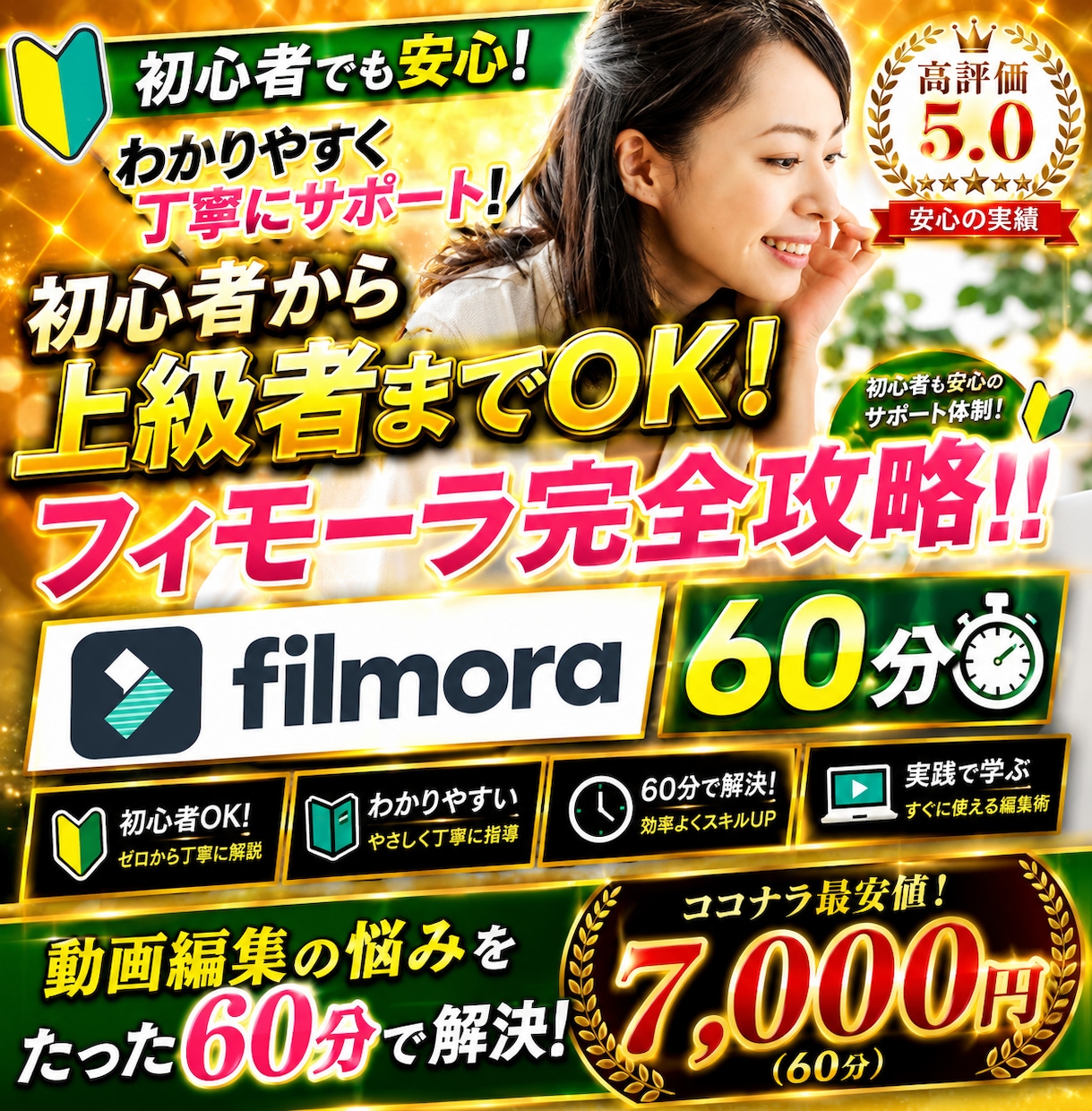 動画編集ソフトFilmoraの使い方を教えます 初心者でもOK！動画編集のわからない。を60分で解決します。 イメージ1