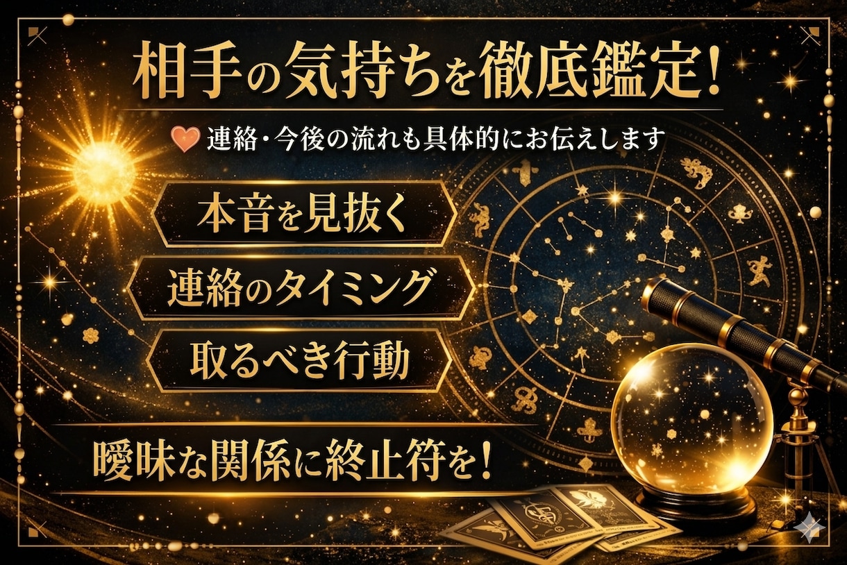 相手の気持ちと今後の流れを占星術で鑑定します 相手の本音・連絡の可能性・今後の関係の流れを鑑定します。 イメージ1