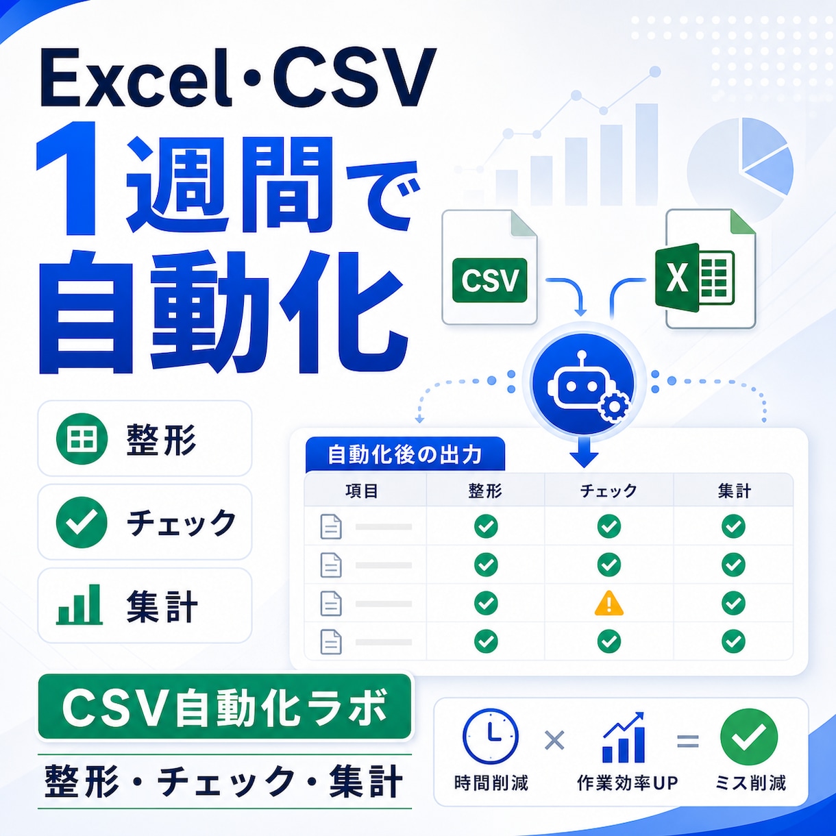 Excel・CSVの定型作業を自動化します 1業務を7日で小型ツール化します イメージ1