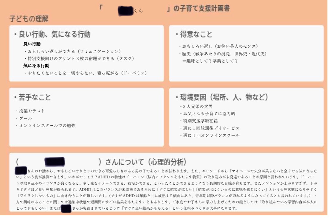 発達障がいのお子様の子育て支援計画を作ります 〜現役公認心理師がアセスメントから支援計画までサポート〜 イメージ3