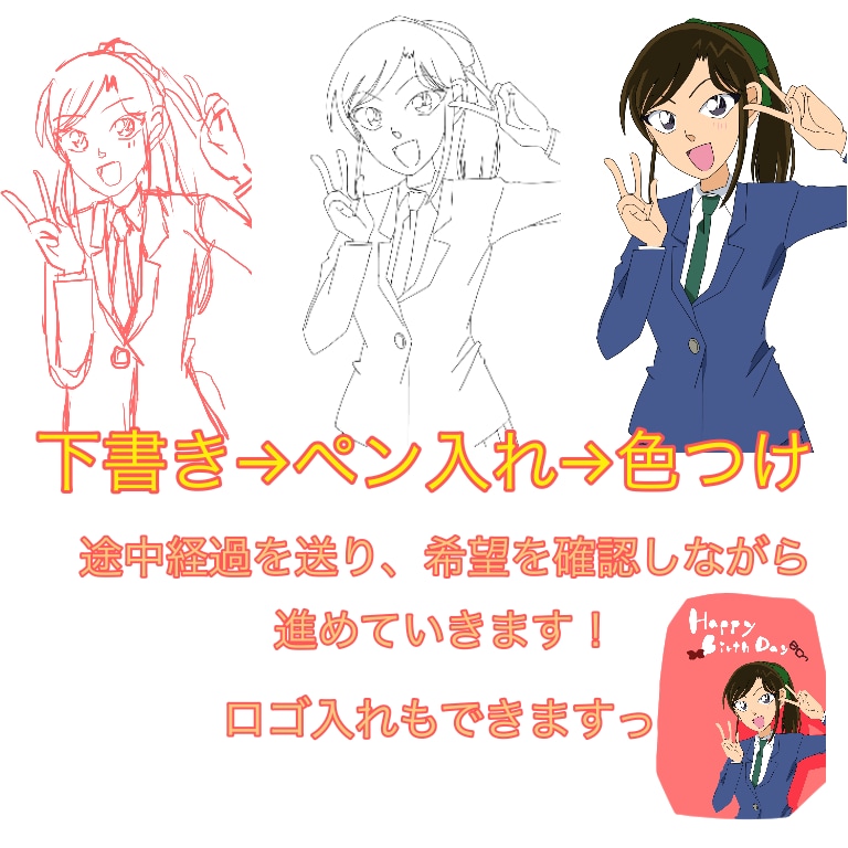 あなたの好きな画風で似顔絵描きます 漫画アニメ風　結婚式ウェルカムボード、プレゼントにも！ イメージ4