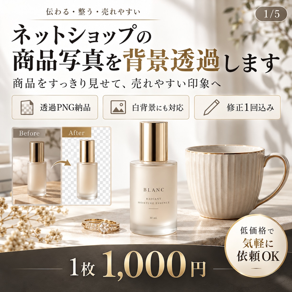 ネットショップの商品写真を背景透過します 商品写真1枚からOK！先着3名様1,000円 イメージ1