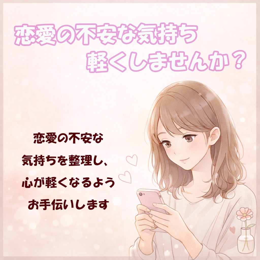 恋愛の不安な気持ちを整理し、心を軽くします 誰にも言えないモヤモヤを、言葉にします イメージ1