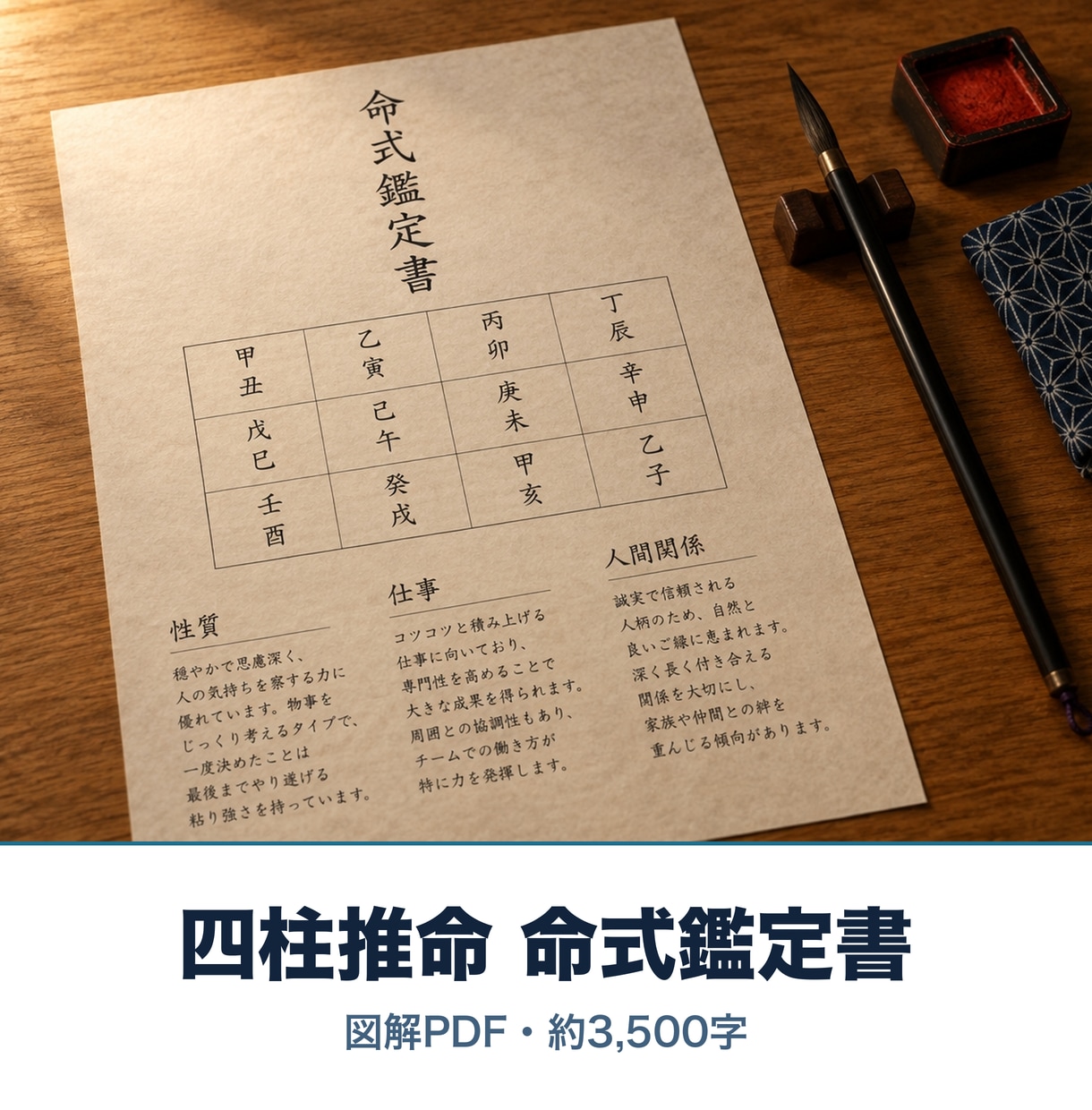 四柱推命であなたの命式を鑑定書にします 図解入りPDF・約3500字。生年月日から丁寧に読み解く イメージ1