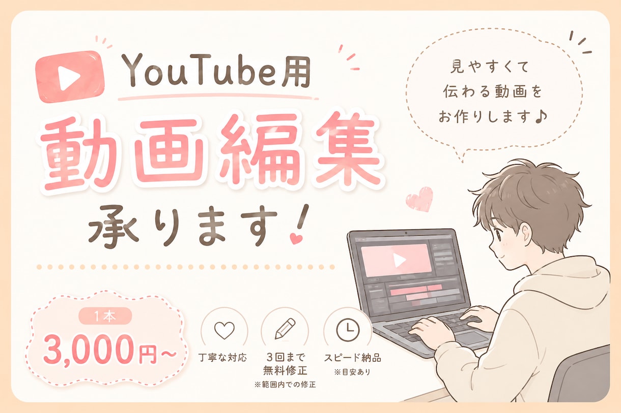 YouTube用の動画編集をします ポートフォリオに掲載させていただきたく当価格での掲載です イメージ1