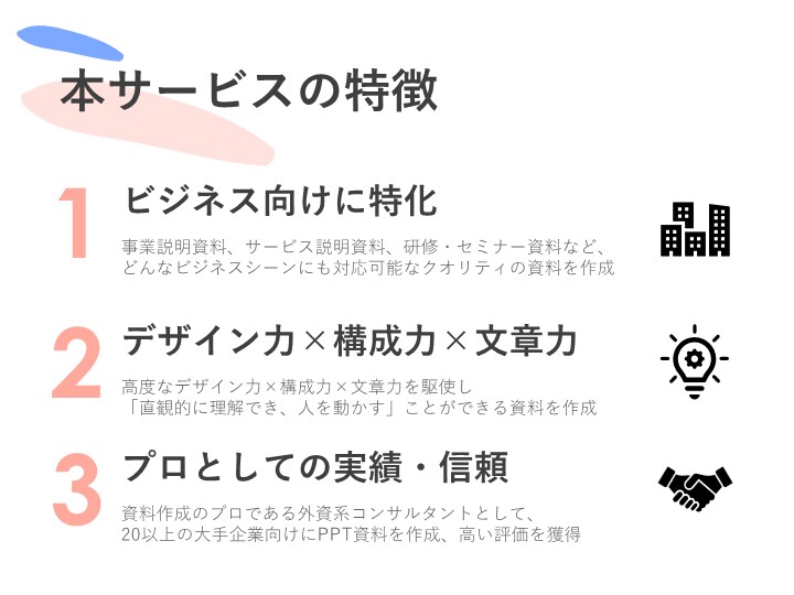 ビジネス向け！パワポ資料の作成をお手伝いします ビジネス資料作成のプロが、パッと見てわかる資料作成をサポート イメージ2