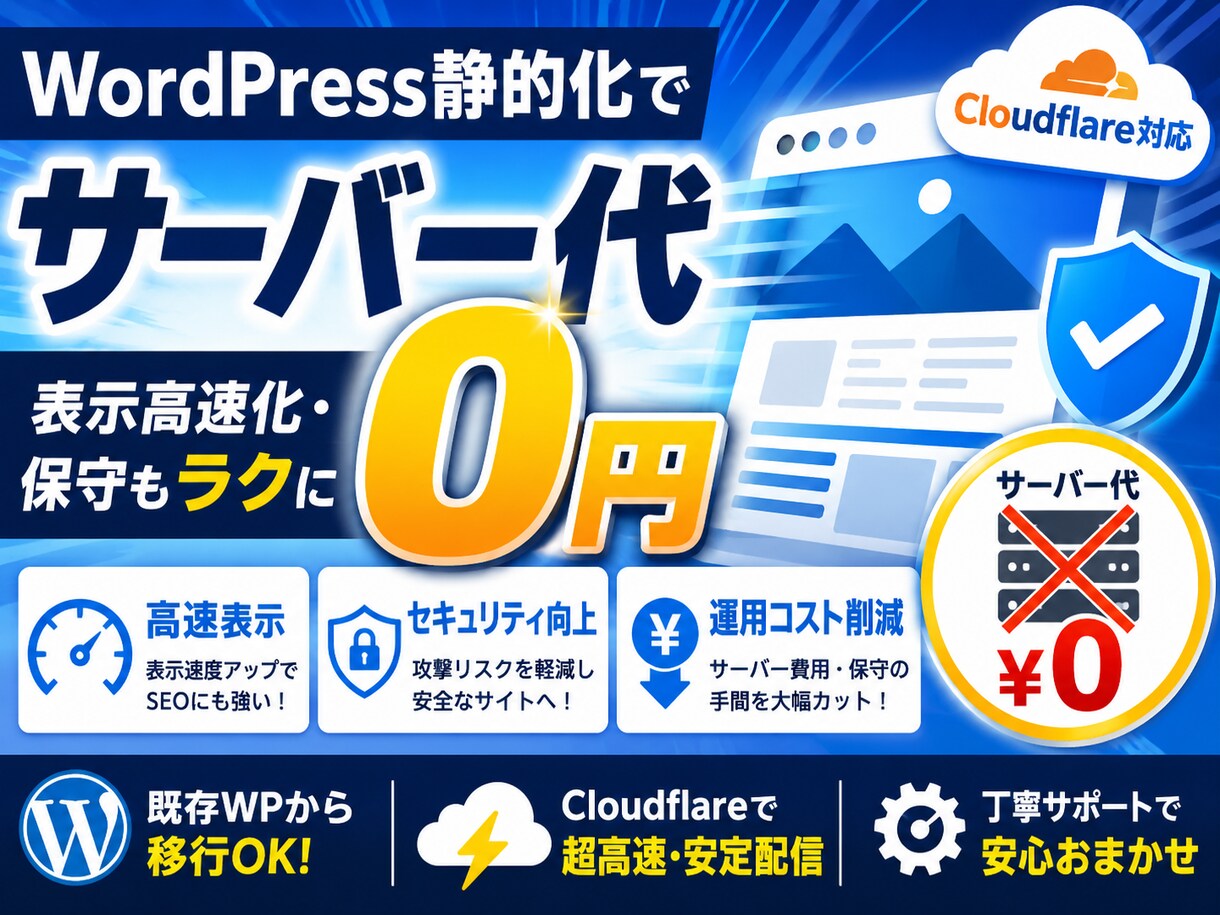 WordPress静的化でサーバー代0円にします 実測データを公開。壊れる部品がなくなります イメージ1
