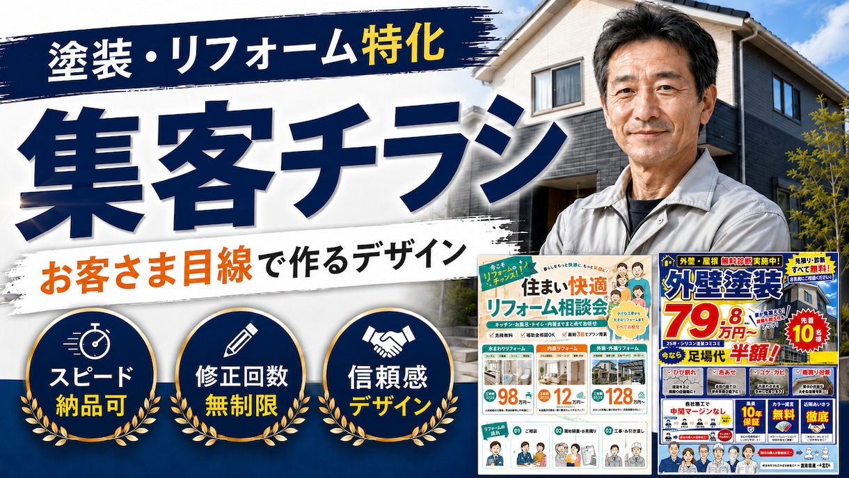 外壁塗装・リフォーム特化！集客チラシを制作します ☆6月期間限定割☆集客や販促に最大限の効果を発揮☆ イメージ1