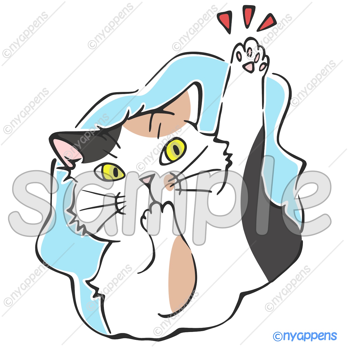 商用利用OK！猫の手書きイラスト販売しています SNS、パンフレットやチラシ、POP、名刺、印刷の素材に★C イメージ1