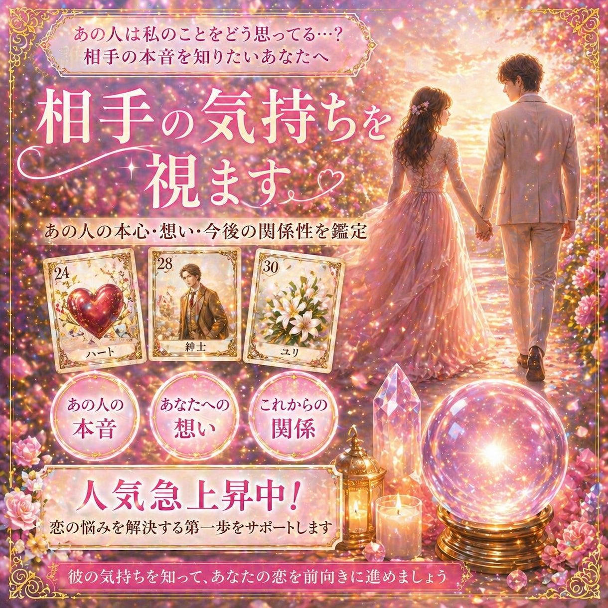 私のことをどう思われてる？包み隠さず鑑定します 相手の私への気持ちがわかり、具体的な行動を提示します。 イメージ1