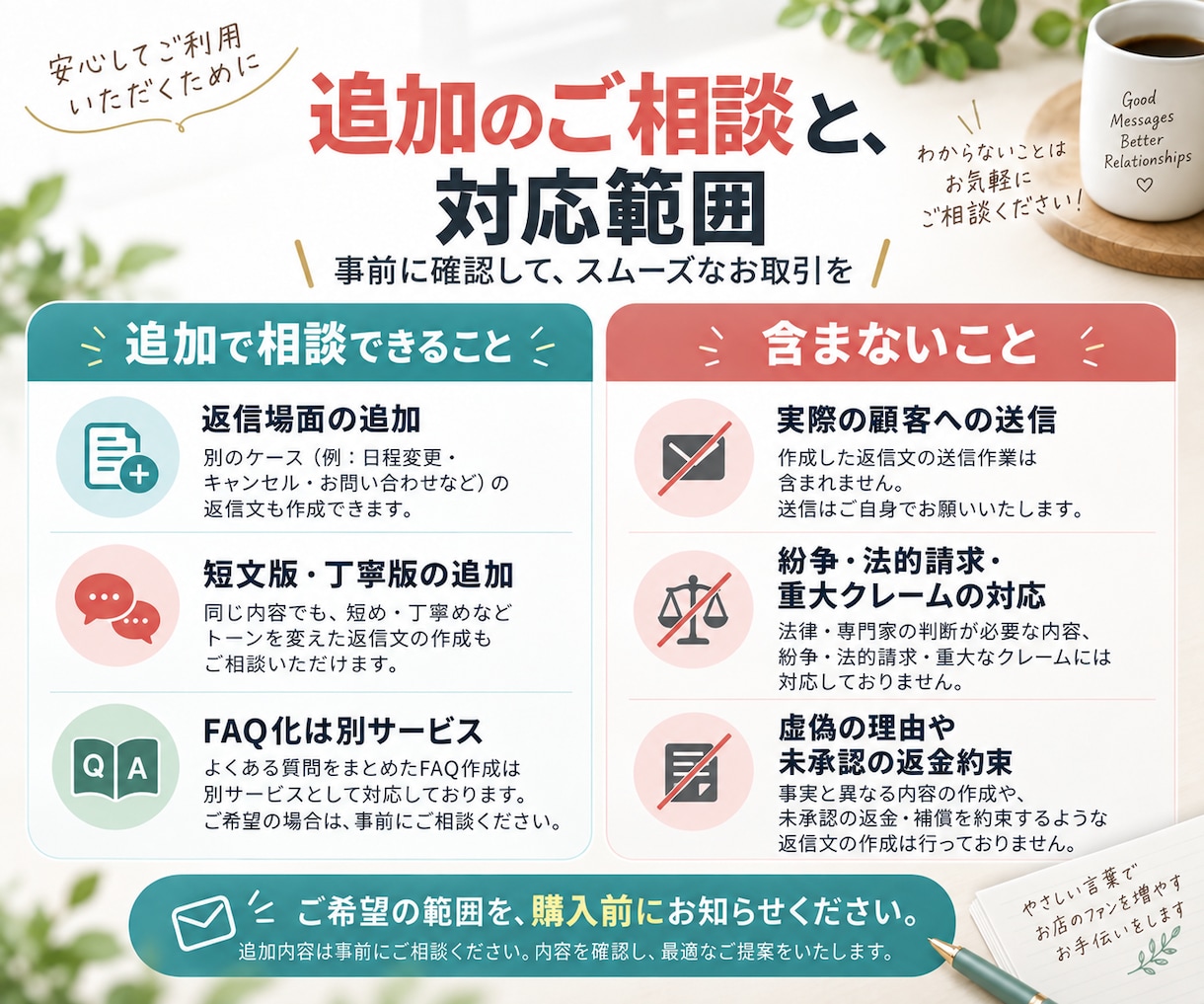 お客様への返信テンプレートを作ります 断るときも案内するときも、お店らしい言葉で返せる イメージ7