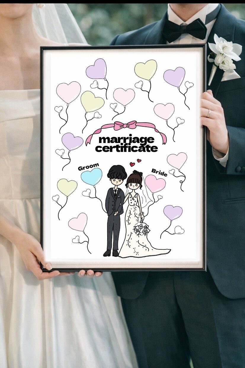 オリジナル似顔絵♡結婚証明書やウェルカムボードます オリジナル感溢れる可愛いweddingを創りたいあなたに♡ イメージ1