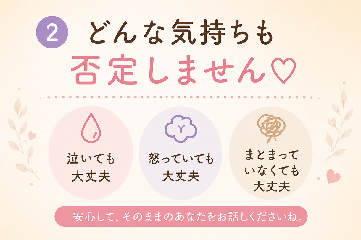 そのイライラもモヤモヤも、まるごと全部受け止めます もう我慢しないで、あなたのその感情に寄り添います♡ イメージ4