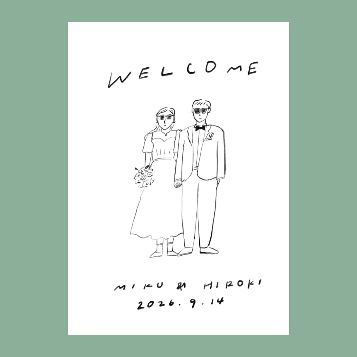 シンプルでやさしいウェディングイラスト描きます 結婚式のウェルカムボードやペーパーアイテムに使える！ イメージ1