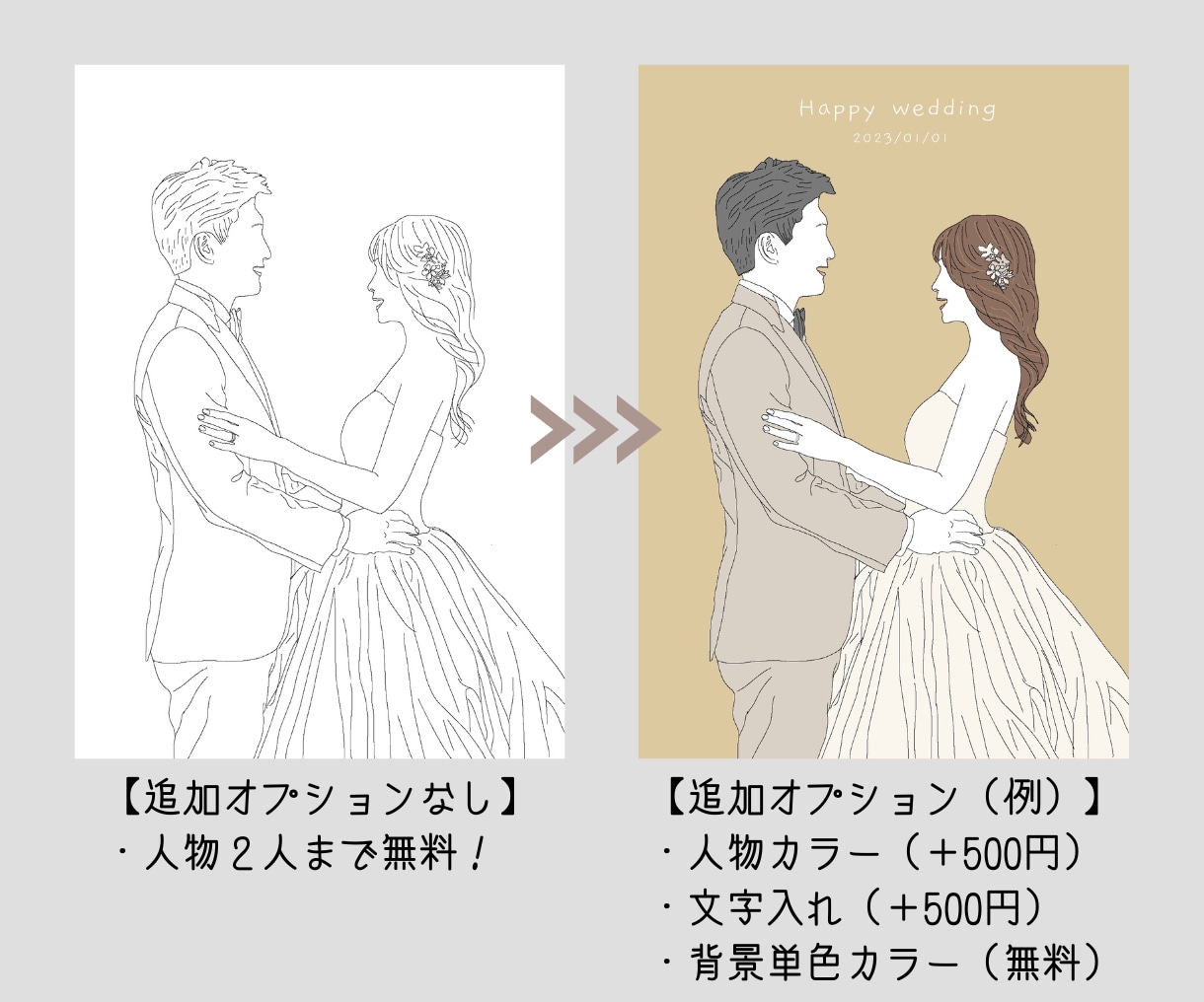 お持ちの画像を線画イラストにします アイコンや結婚式のペーパーアイテム用にも！【3〜5日納品】 イメージ2
