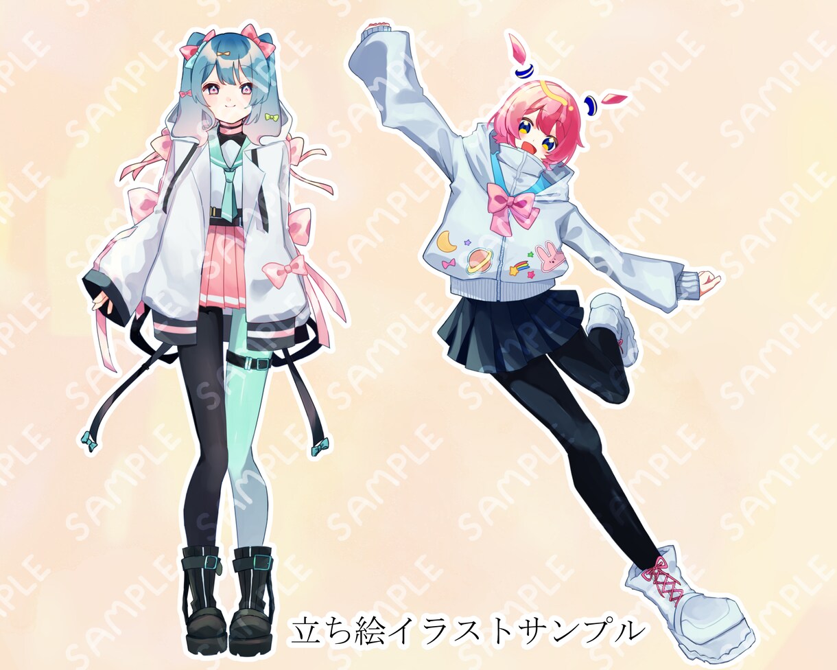 鮮やかでかわいい頭身イラストをお描きいたします 立ち絵、一枚絵等描きます！動画やSNS,グッズ用などに イメージ4