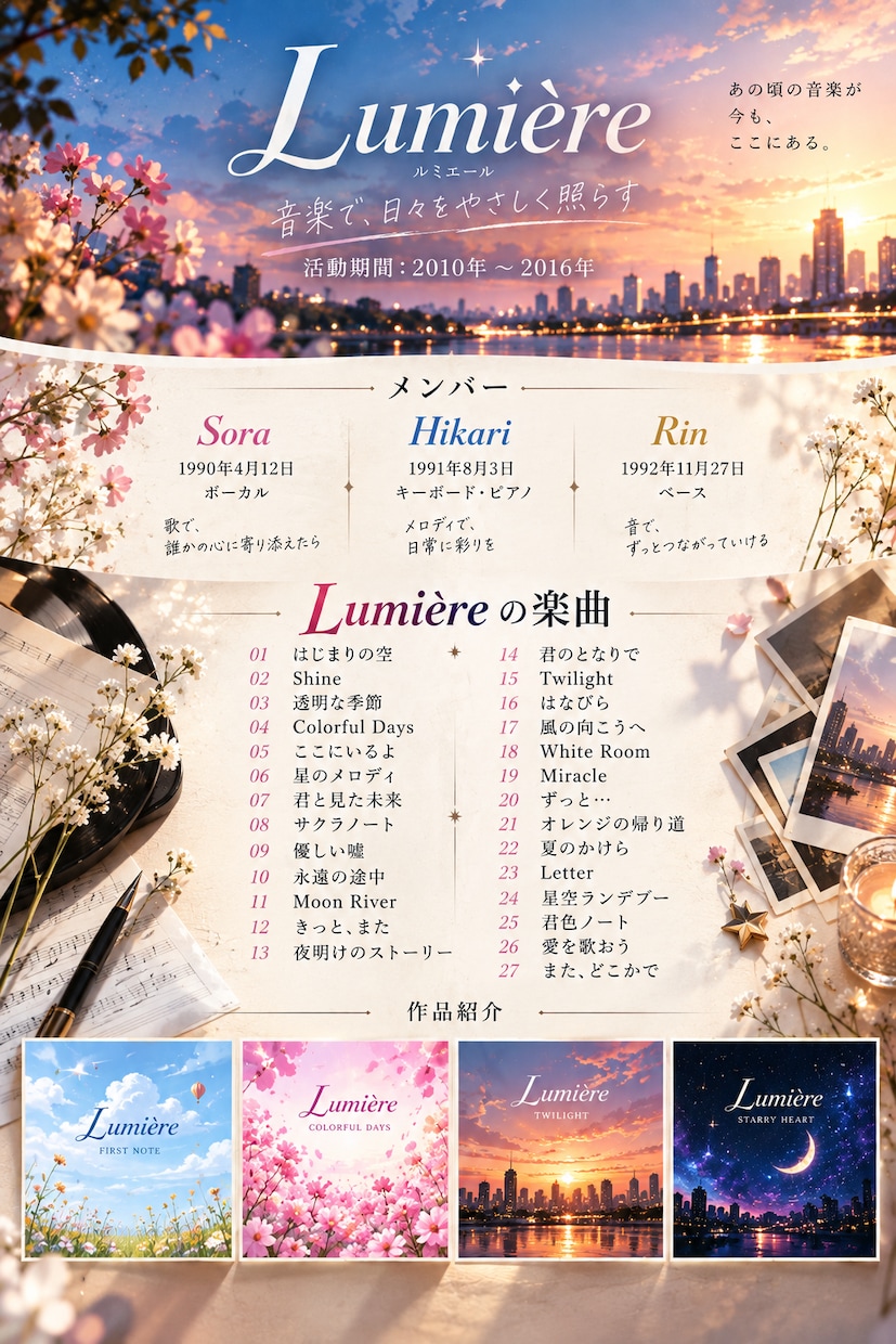 アーティスト活動年表を1枚に構造化します 散らばった情報を、見やすい1枚へ♪ イメージ6