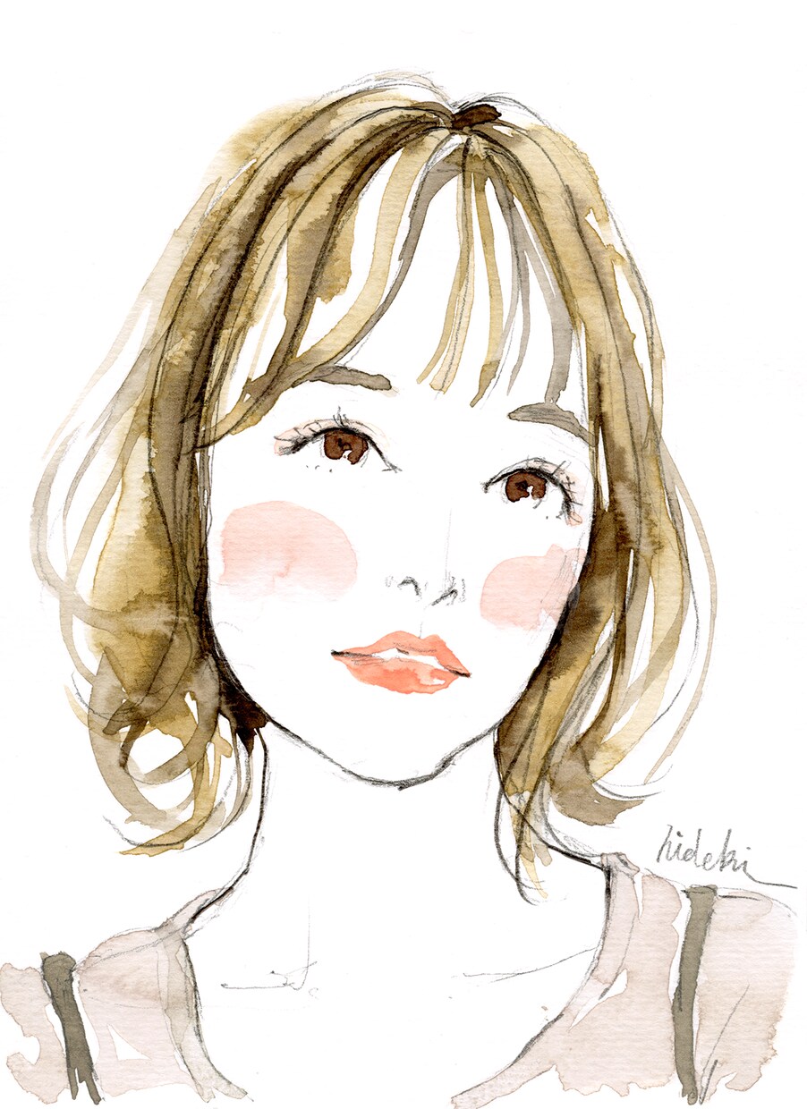 手描き水彩の人物画｜一点ものの原画をお描きします 手描き原画を納品。記念日やプレゼントに！2L判は額縁付 イメージ5