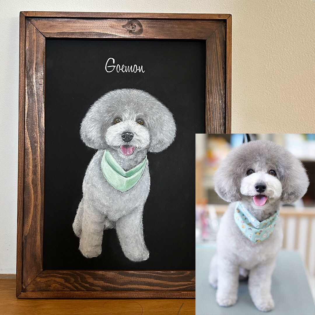 チョークアートで愛犬の似顔絵描きます ★手描きで一枚一枚丁寧に仕上げます★ イメージ3
