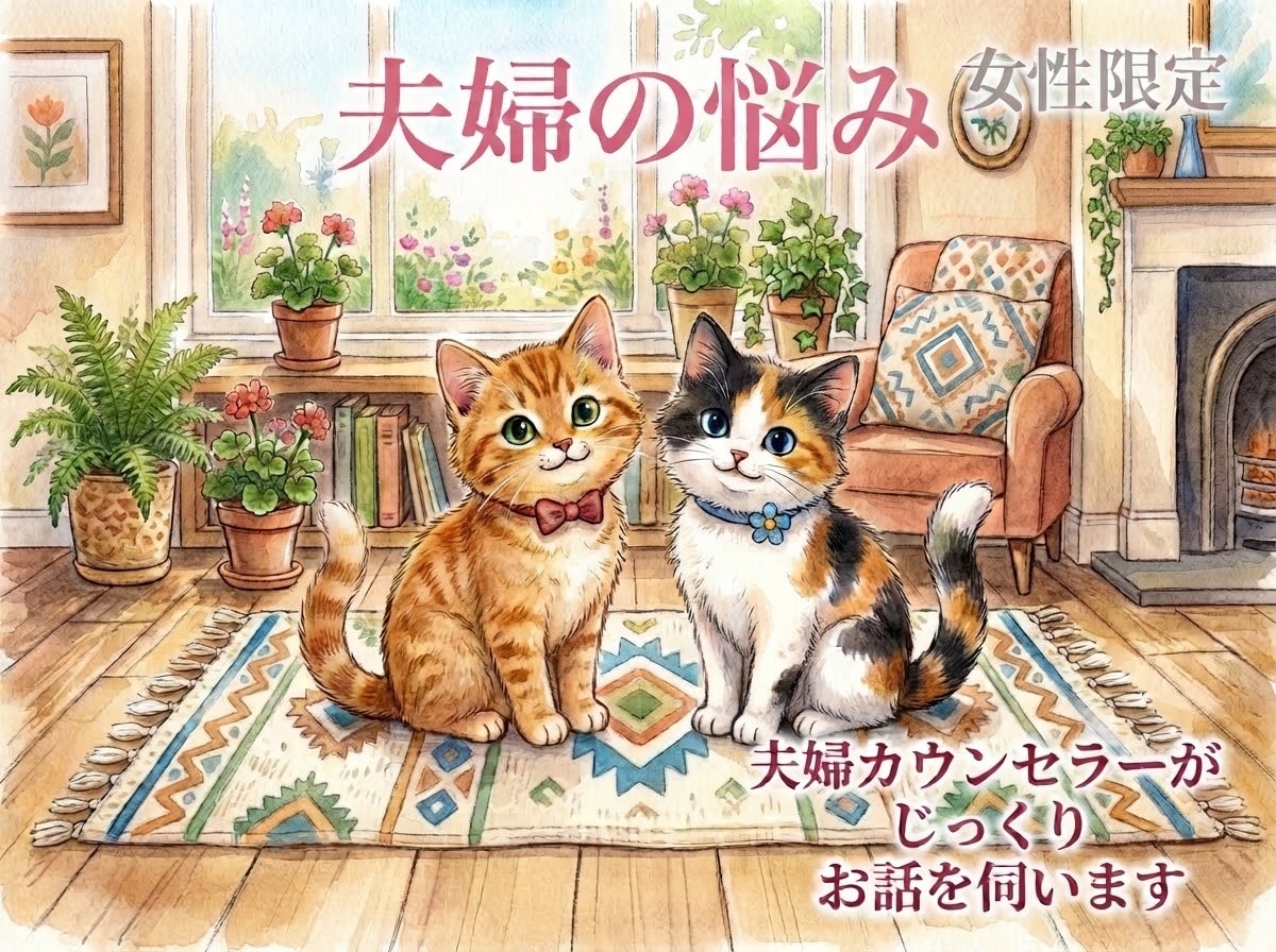 夫婦カウンセラーがあなたのお話をじっくり聴きます どんな小さなモヤモヤも一人で抱え込まずに話してください イメージ1