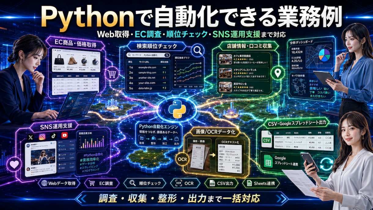 Webデータ収集・業務自動化ツールを開発します スクレイピング・CSV出力・Sheets連携GUI化まで対応 イメージ2