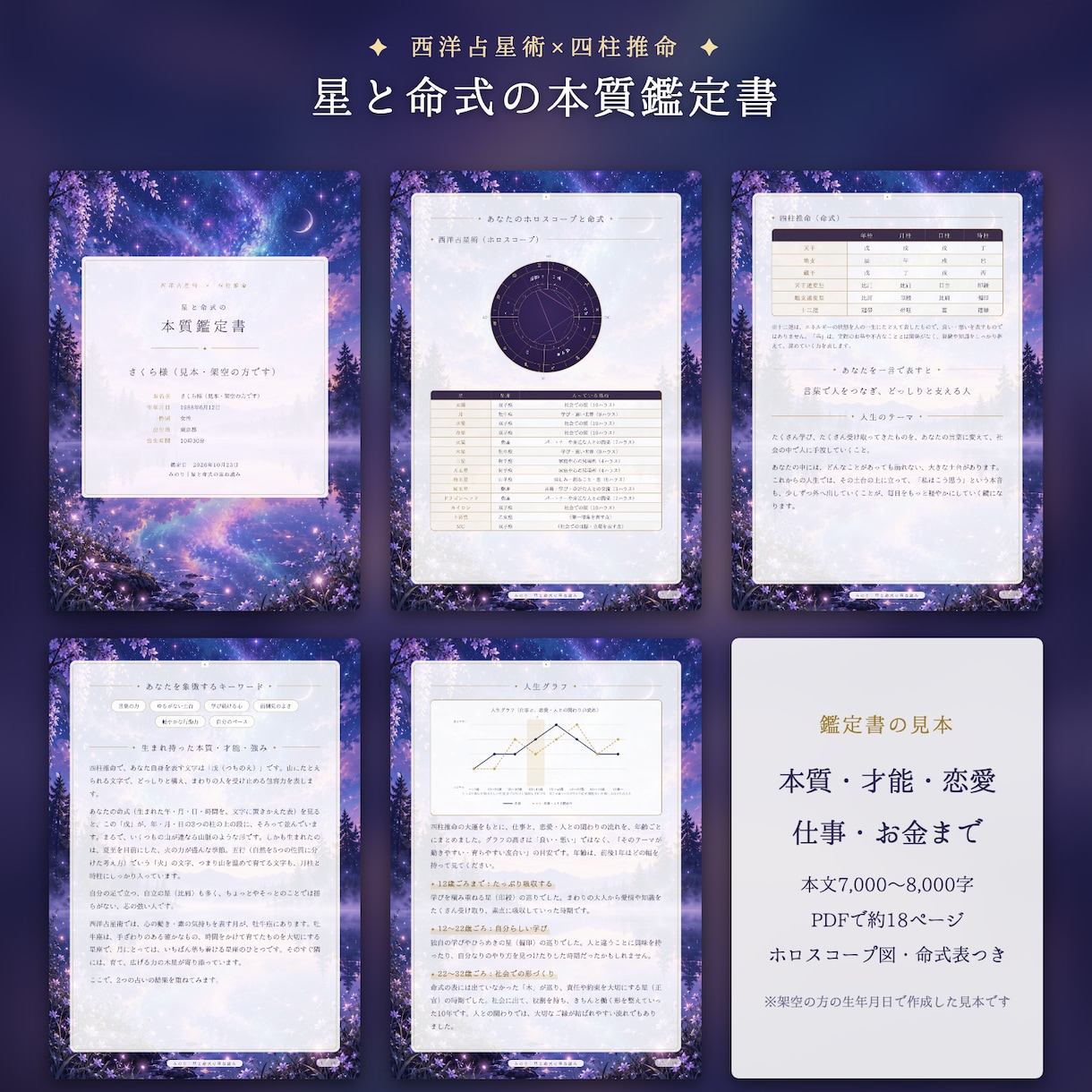 西洋占星術×四柱推命で本質・恋愛まで総合鑑定します 7,000字超の読みごたえ｜あなたの全体像を読み解きます イメージ2