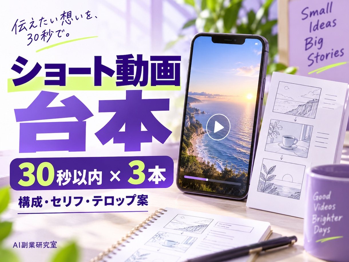 商品紹介のショート動画台本を3本作ります 冒頭の一言から締めまで、撮影前に整理 イメージ1