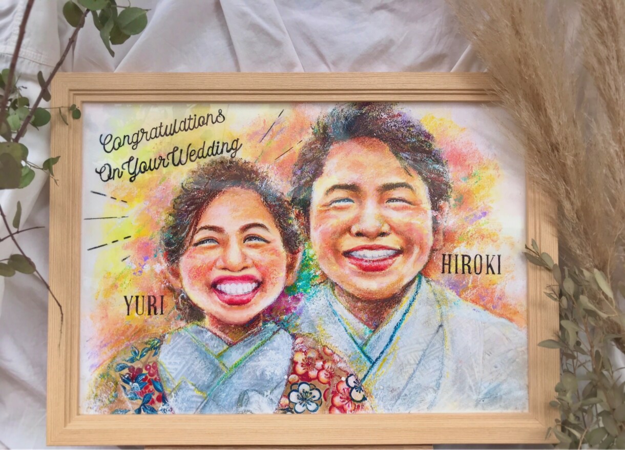 ずっと飾りたくなる似顔絵をお描きします アナログならではの暖かみを感じる色合い、風合いです イメージ4