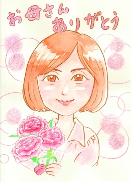 イラストタッチ似顔絵お描きします 温かみあふれる手描き水彩画です。 イメージ3