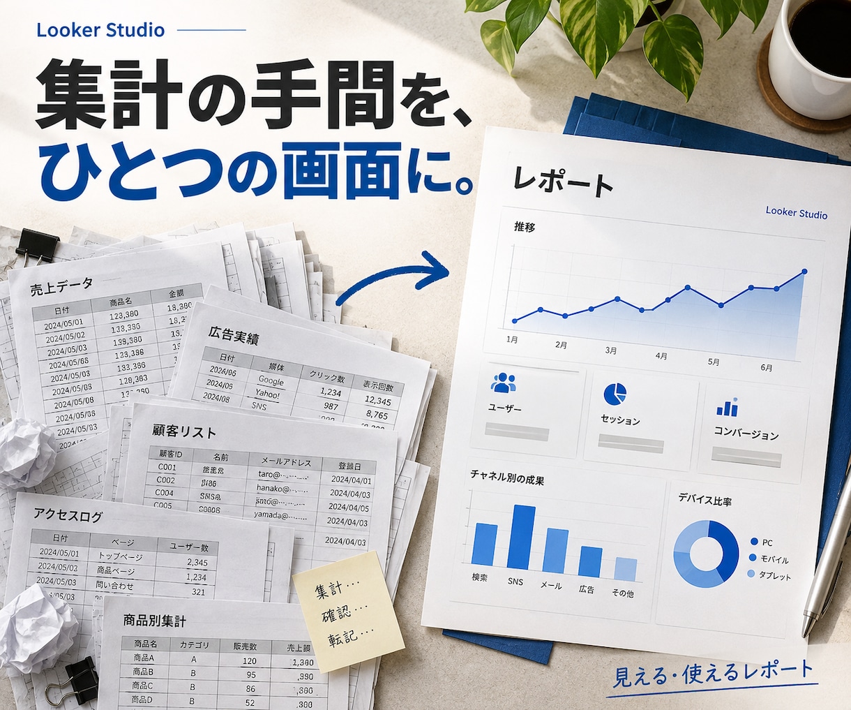 Looker Studioで成果を見える化します 集計の手間を減らし、改善判断に使えるレポートへ イメージ1