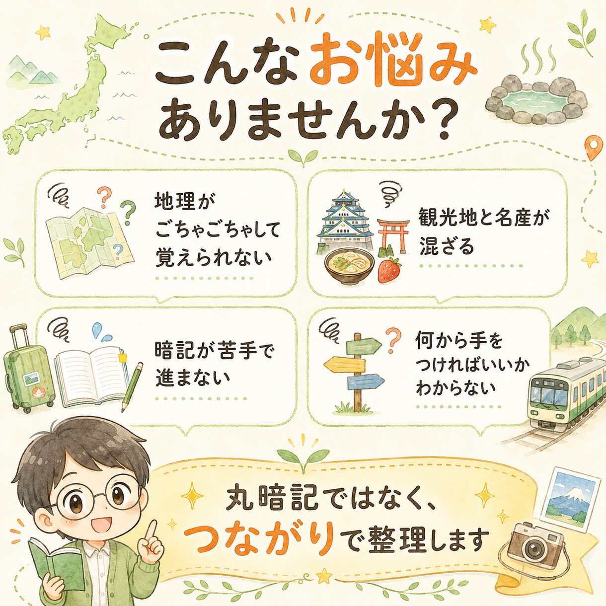 国内地理が苦手な方へ楽しく整理します 旅行業務取扱管理者の試験対策をやさしくサポート イメージ2