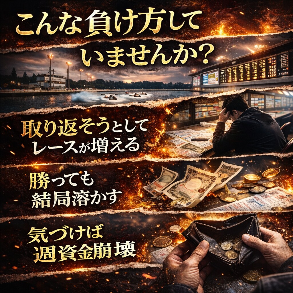 競艇の取り返し暴走を止めます。資金崩壊を防ぎます 意志に頼らず仕組みで停止します。連敗後の理性を代行する設計図 イメージ2