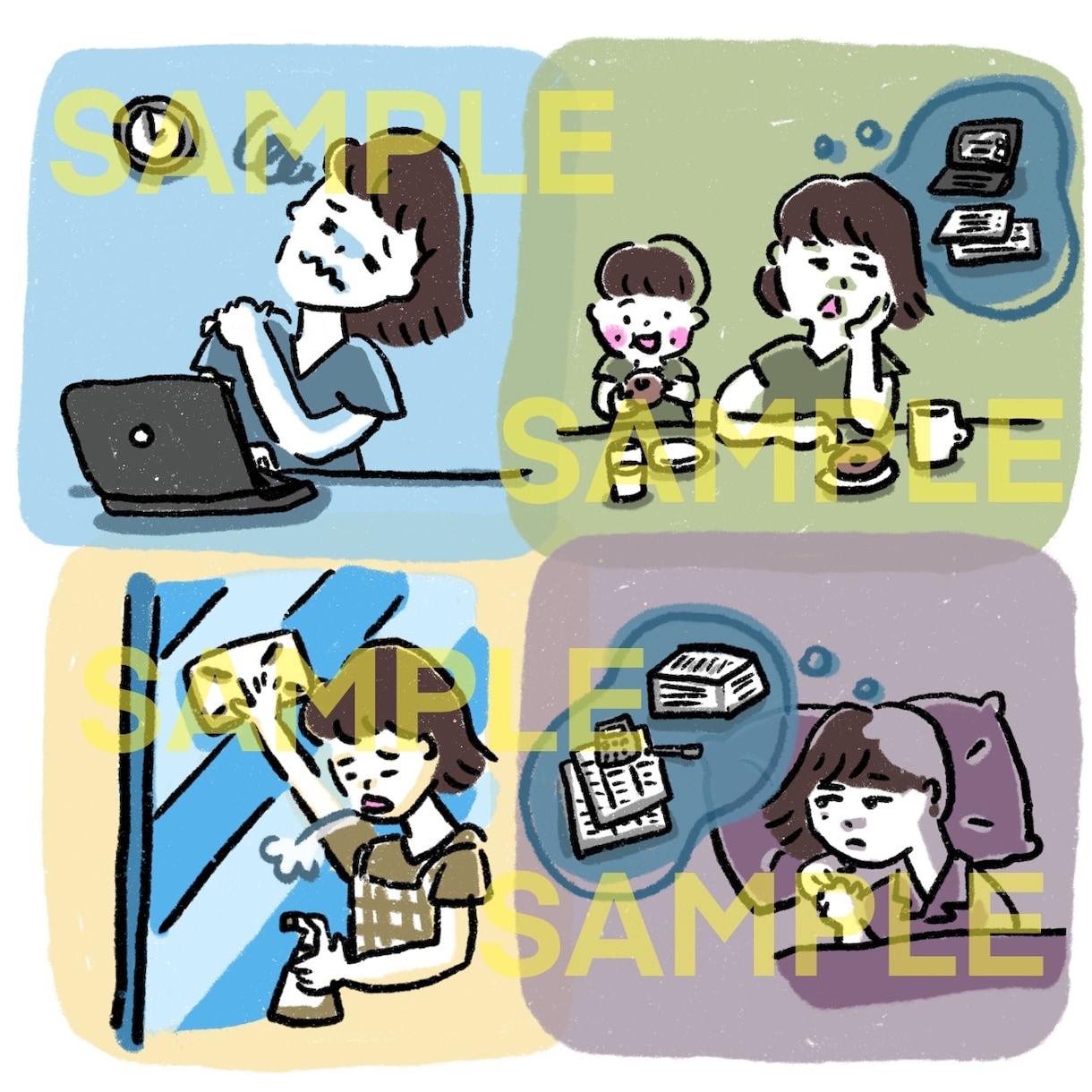 商用利用◎ほっこり可愛いイラスト＊セットで描きます プロイラストレーターが分かりやすく気の利いたイラストをご提案 イメージ6