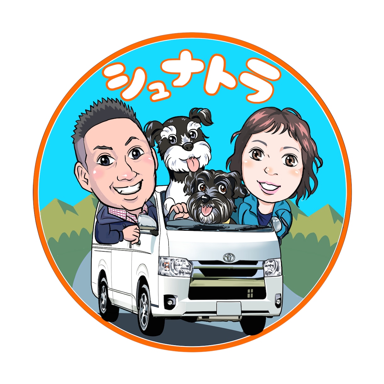 似顔絵ステッカーイラストを制作します 乗り物・趣味・レジャー・お店などアイコンや名刺・ステッカーに イメージ7