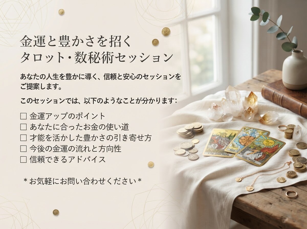今の金運とお金の流れを数秘術×タロットで占います 金運・お金の流れから今のあなたに意識したいことをお伝えします イメージ7