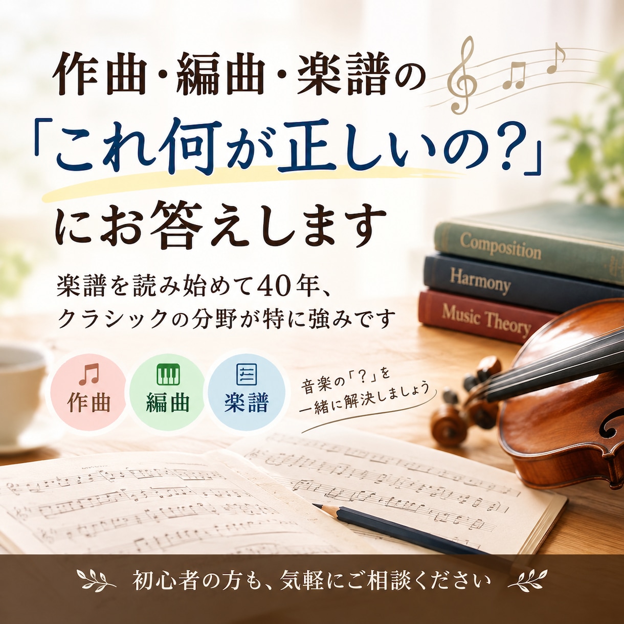 作曲編曲楽譜の「これ何が正しいの？」にお答えします 楽譜を読み始めて40年、クラシックの分野が特に強みです イメージ1