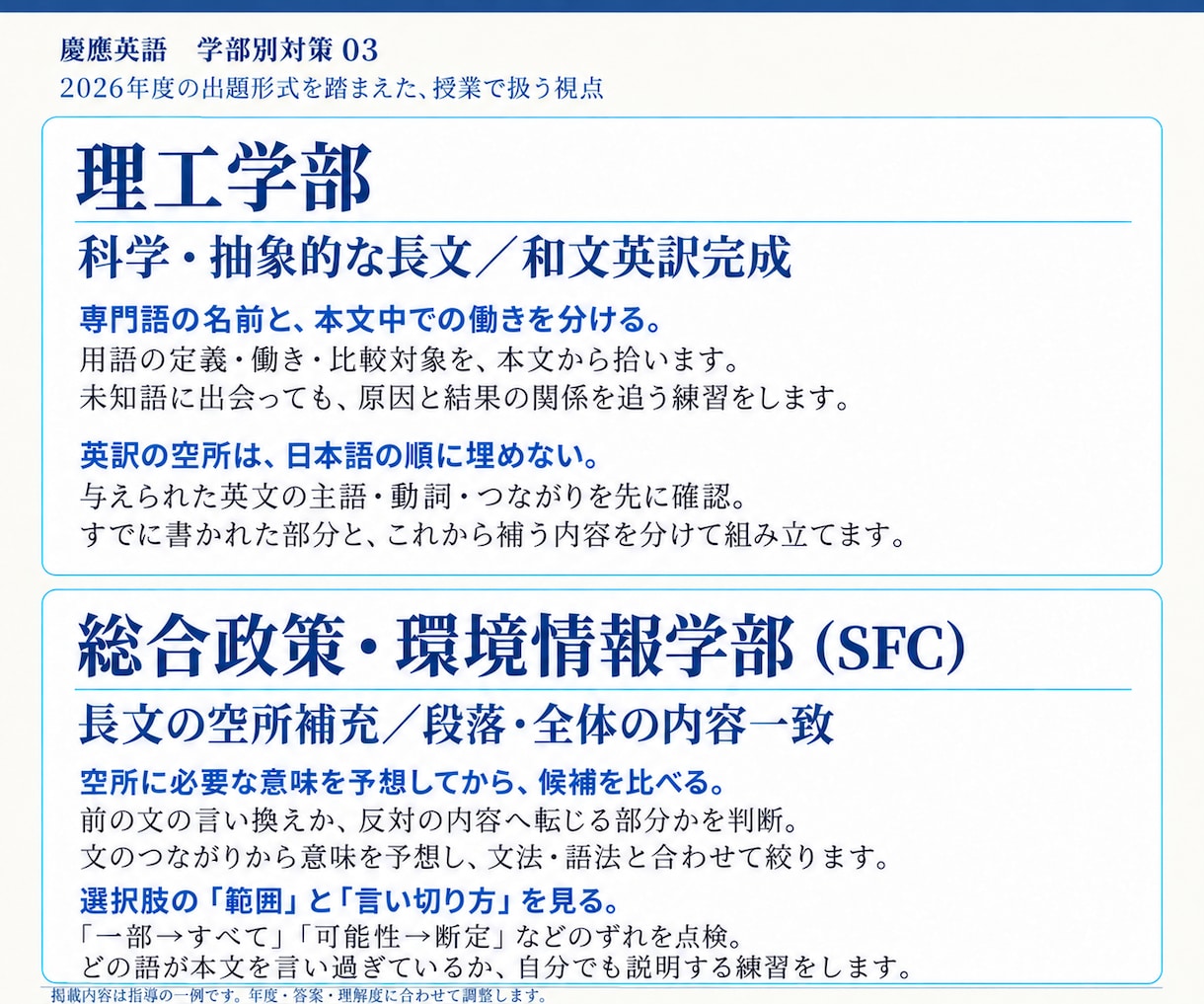 慶應義塾大学の英語過去問を個別に解説します 慶應法卒の講師が、英文・設問・記述答案まで丁寧に解説 イメージ5
