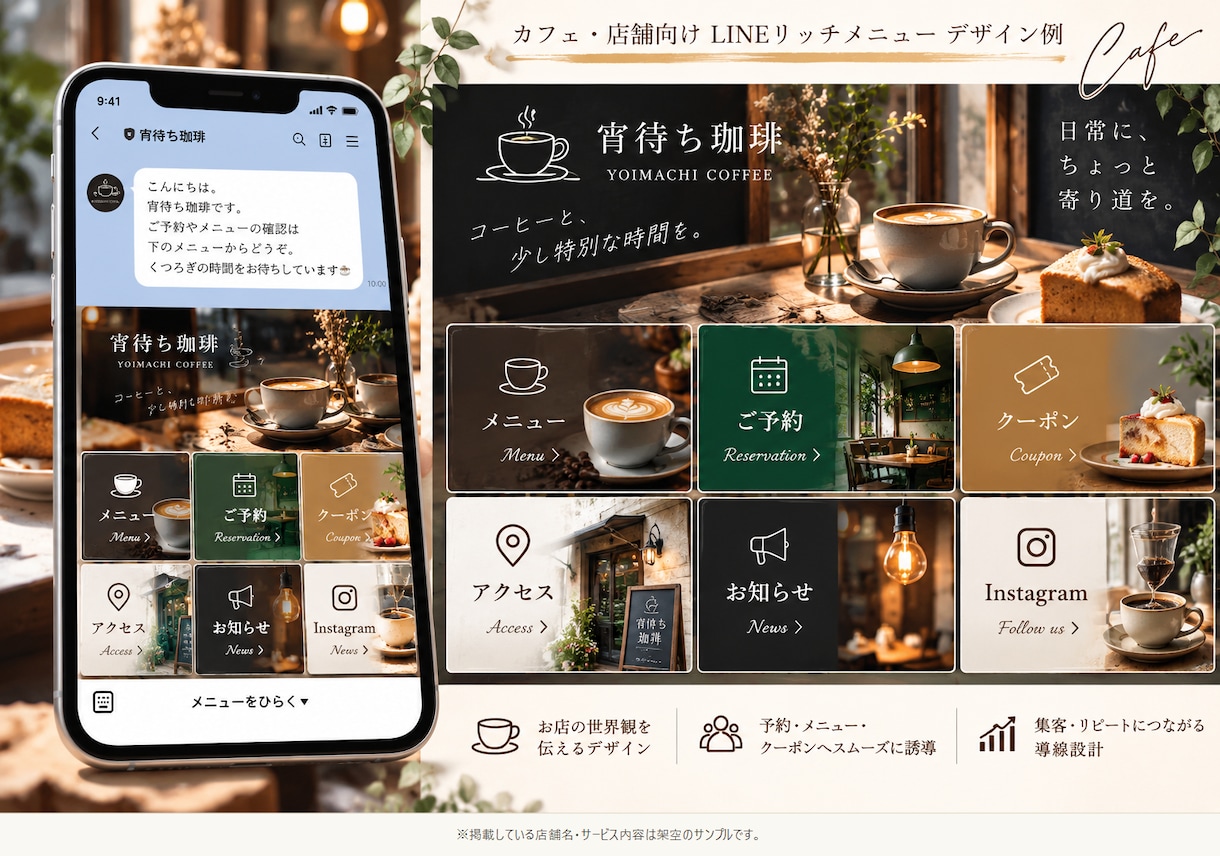 LINEリッチメニューを作成します 投稿内容と目的を整理し、見やすく構成 イメージ5