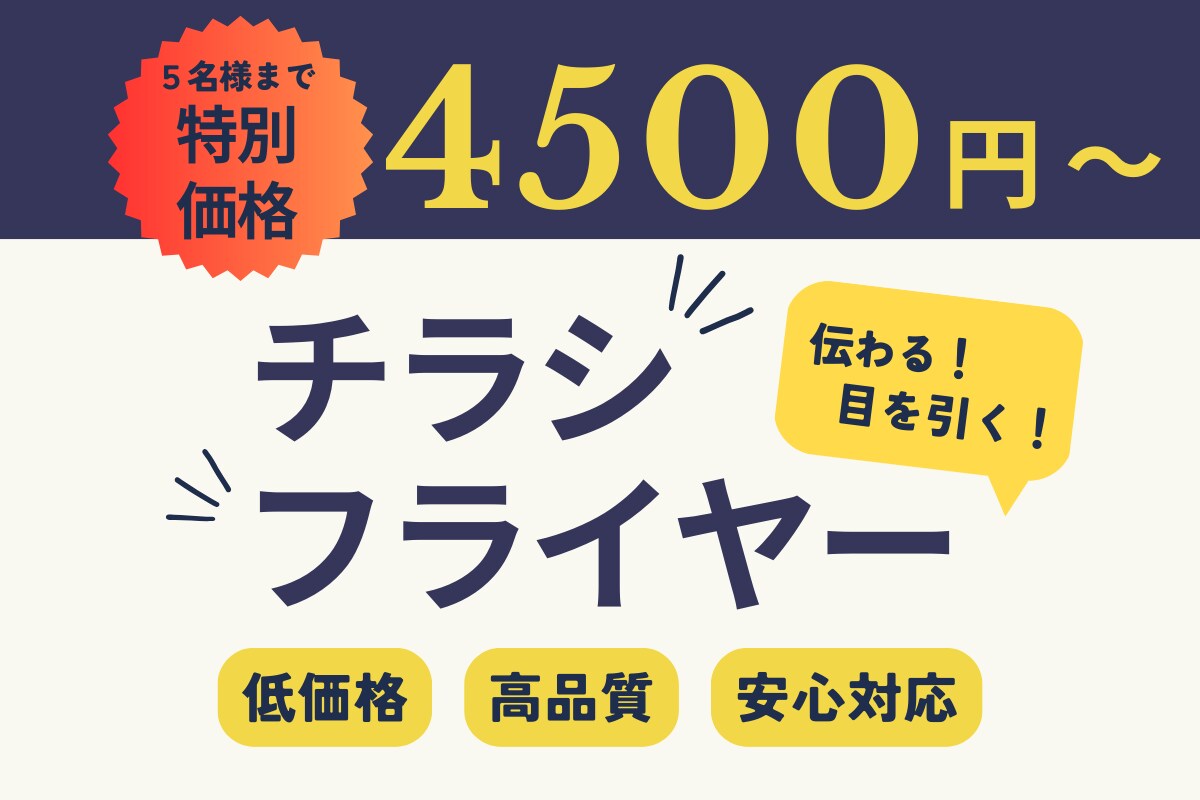 見やすく伝わるチラシを制作します 5名様限定！特別価格！この機会にぜひお試しください！ イメージ1