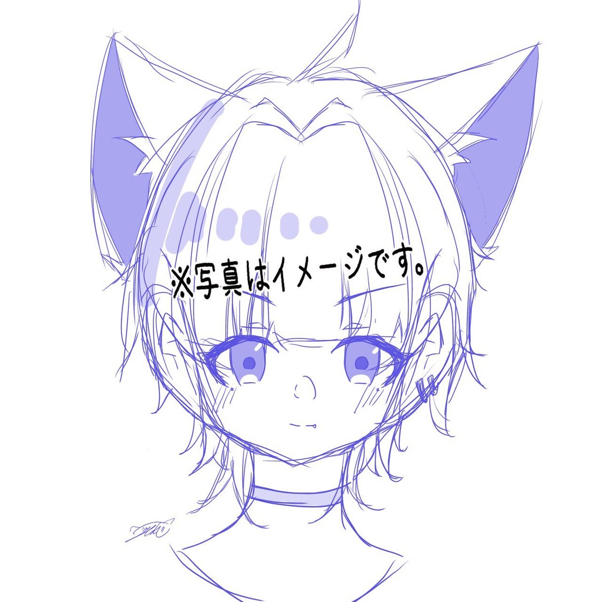 Twitterなどのアイコンを描きます 可愛くてシンプルな2色のイラスト イメージ2