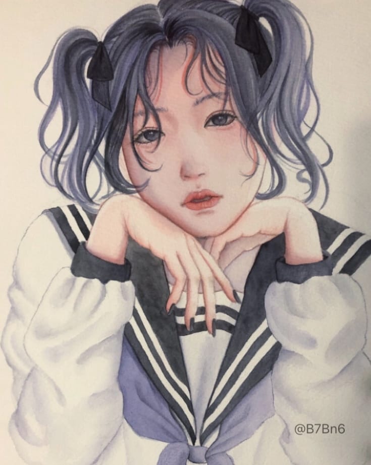 透明水彩でSNS用アイコン、イラスト描きます 耽美な絵や今風なキャラクターを水彩で描きます！ イメージ3